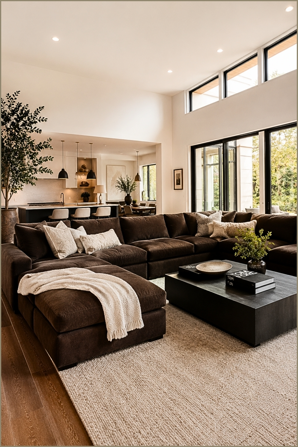 Modern Neutral Brown Sectional Living Room