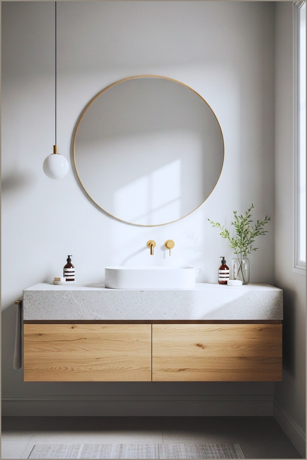 Modern Nordic Bathroom Interior Light Grey Walls