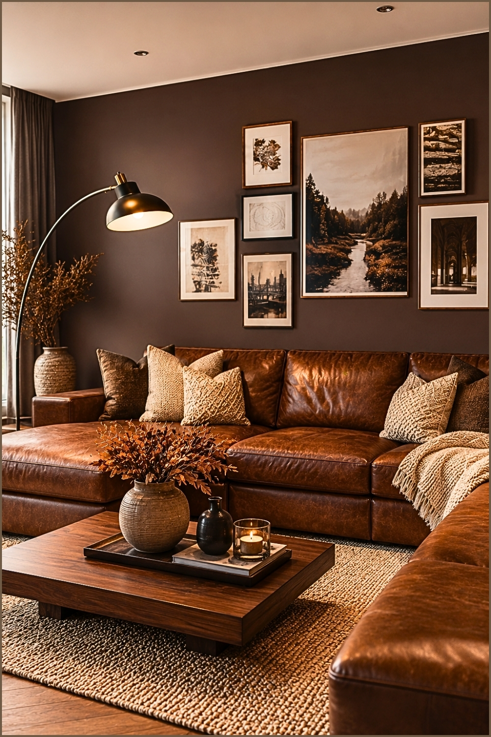 Moody Chocolate Brown Living Room