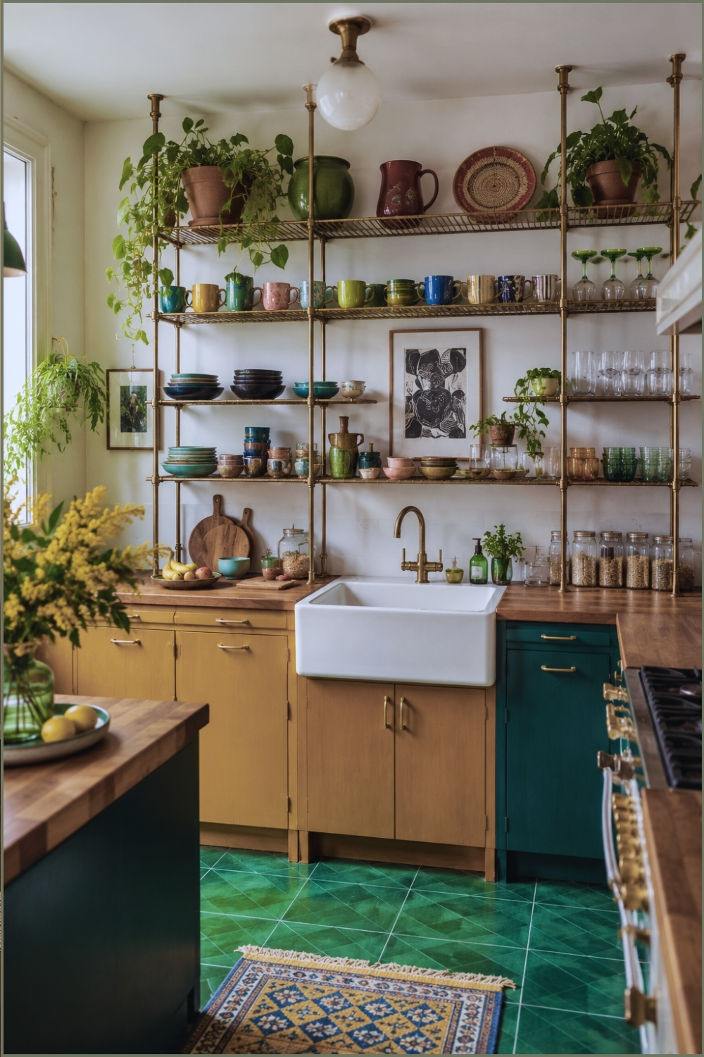Open Shelving Kitchen with Colorful Dish Display