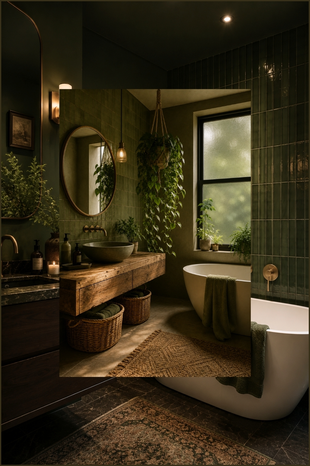 Organic Green Plant-Filled Bathroom