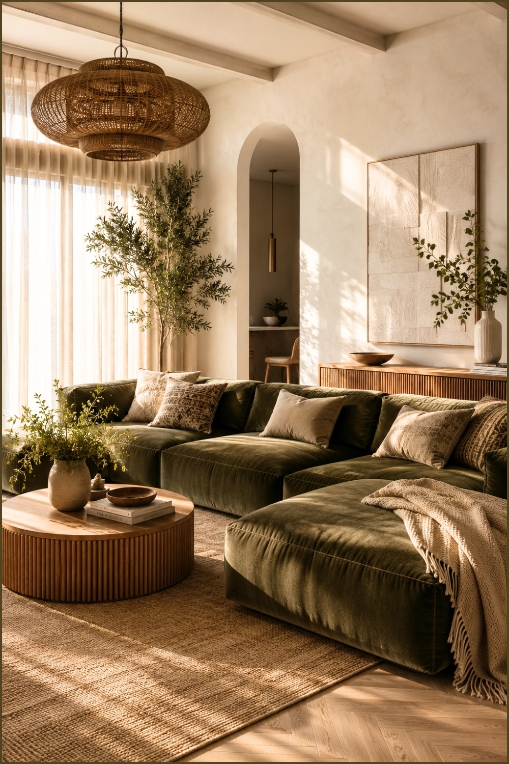 Organic Modern Green Sectional Living Room