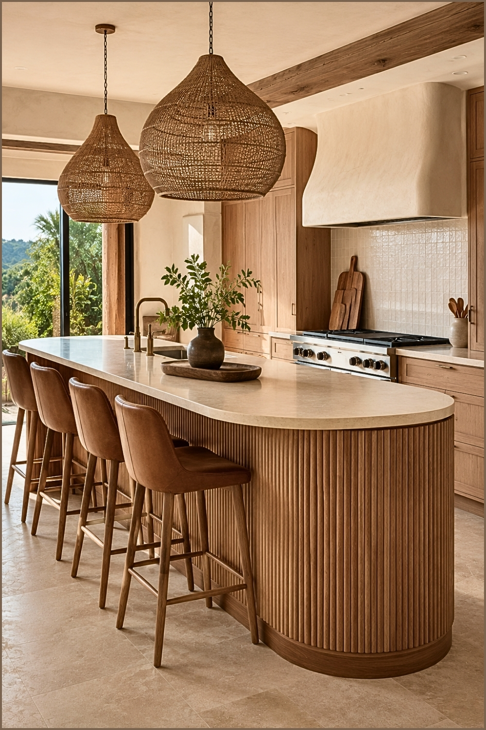 Organic Modern Wood Kitchen Island