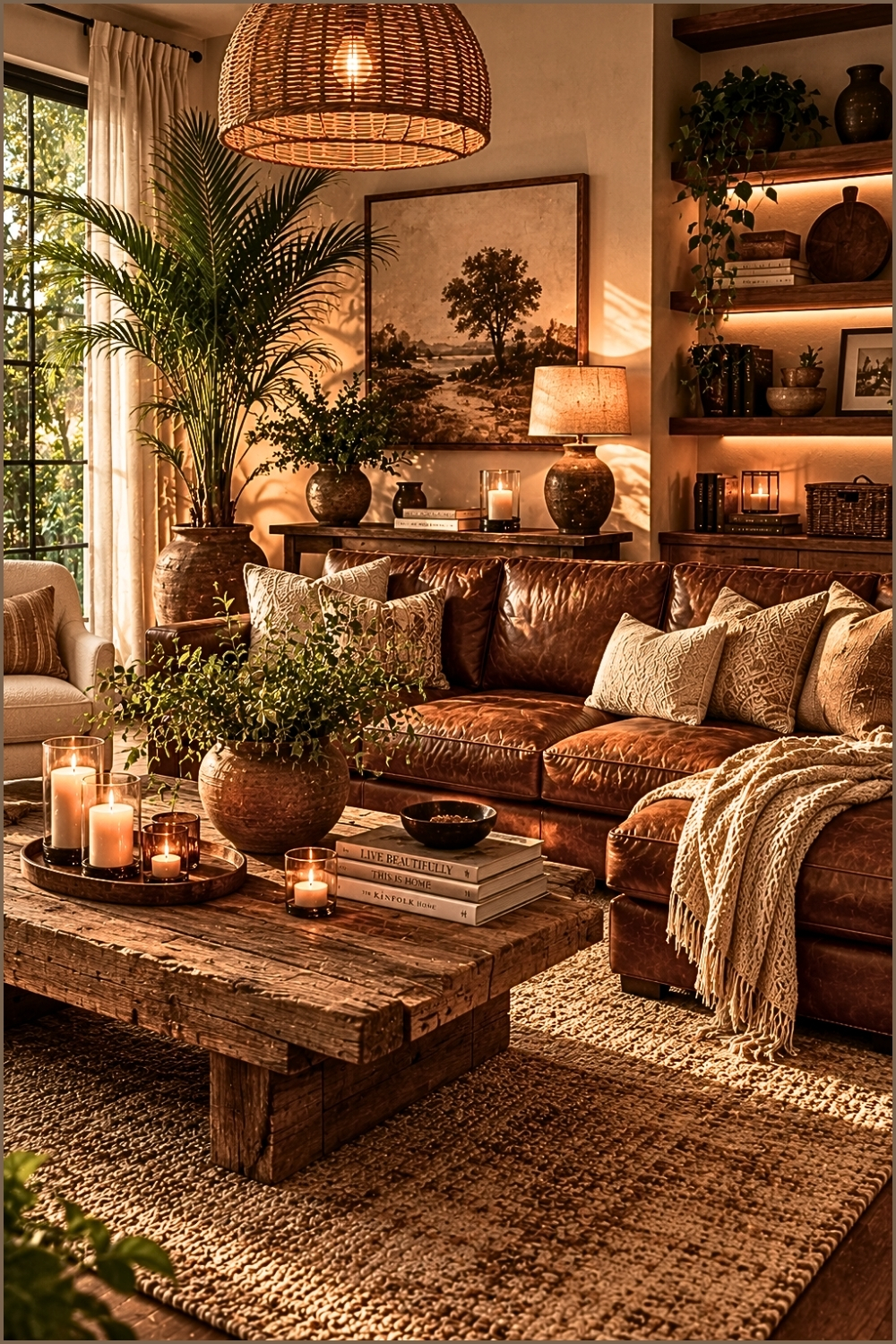 Rustic Organic Brown Living Room