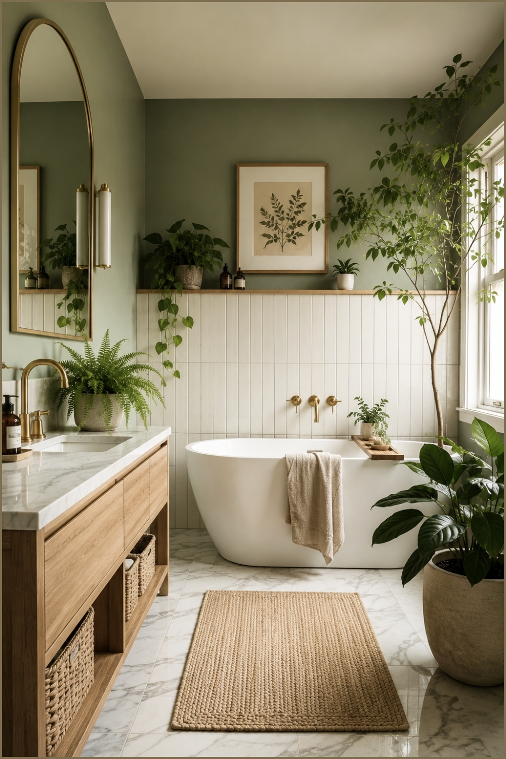 Sage Green Botanical Bathroom