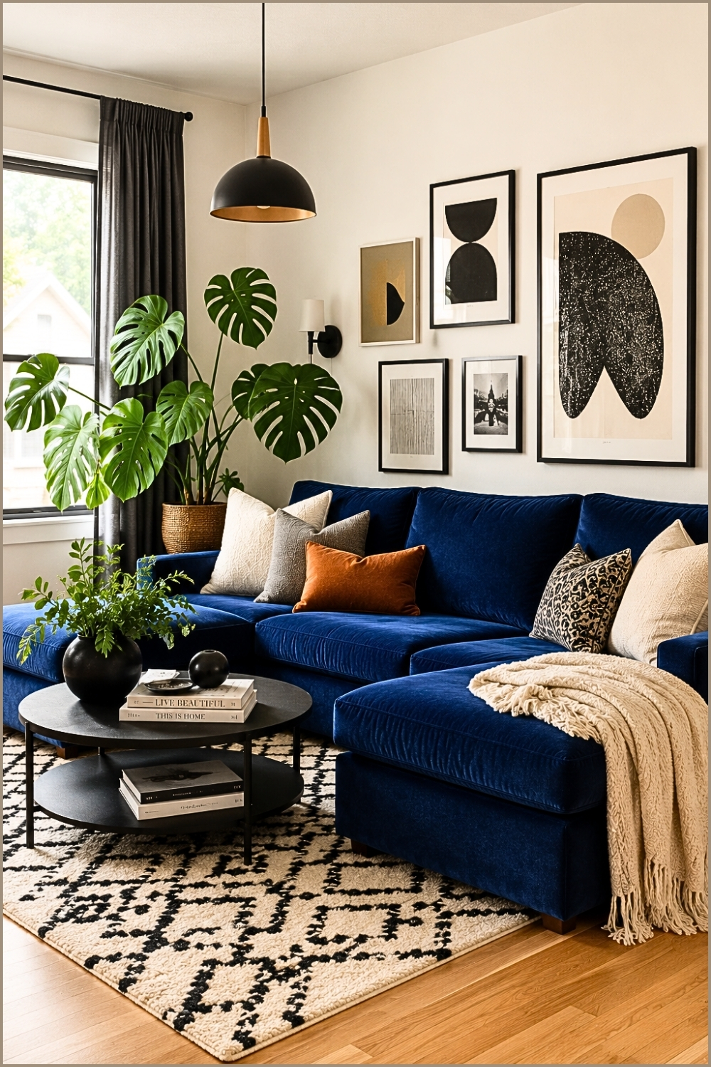 Scandinavian Blue Sofa Gallery Wall