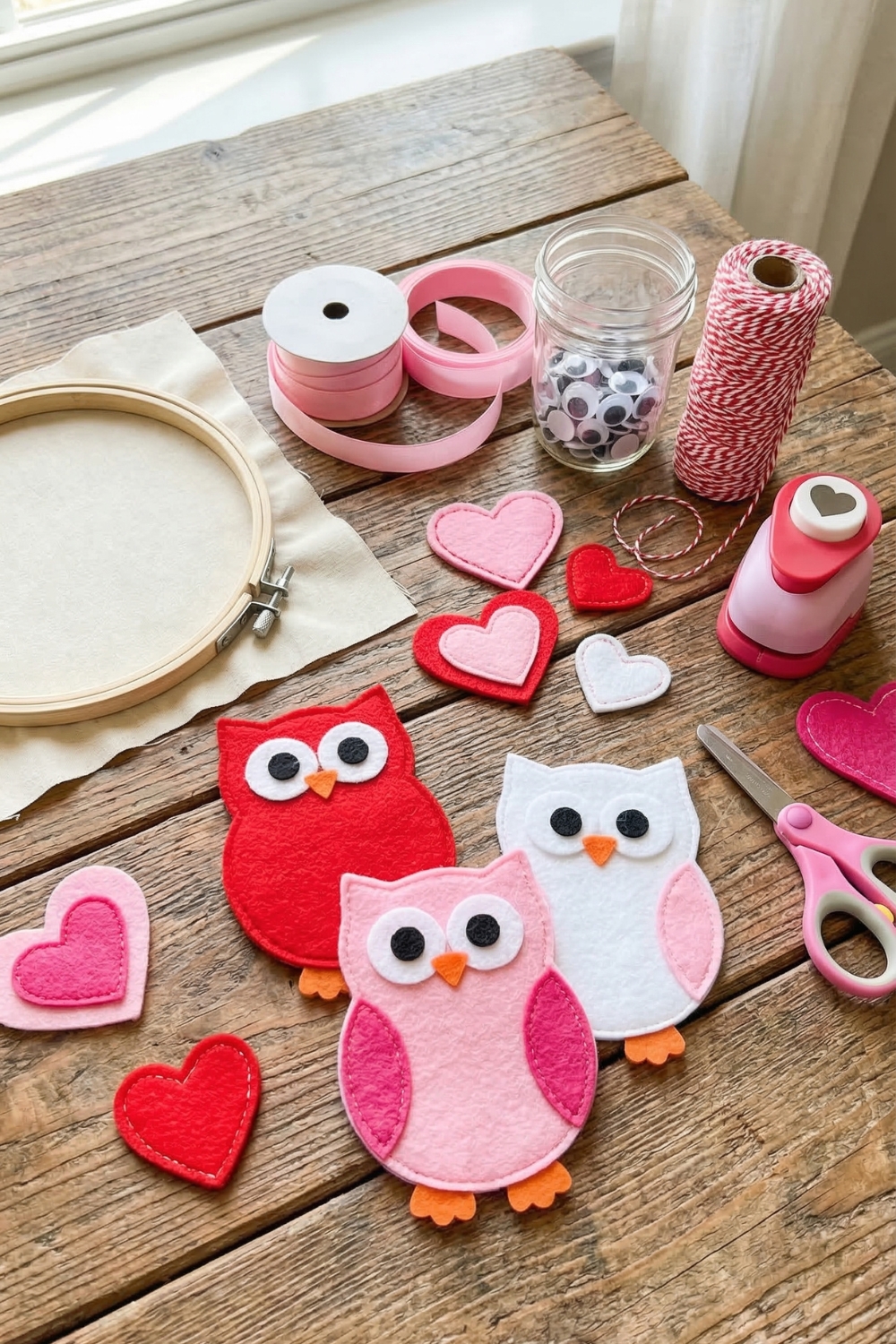 Supplies for the Valentine Owl Mobile