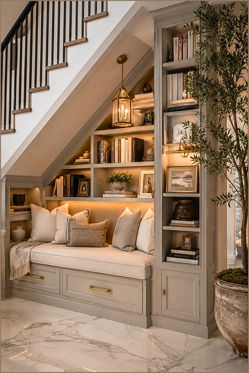 Under-Stair Library Reading Nook