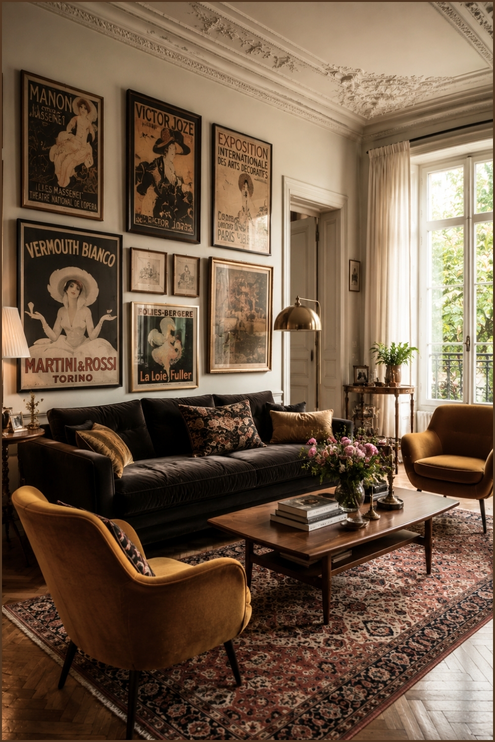 Use Vintage Poster Art to Enhance Vintage Living Room Design