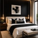 Vertical Panel Black Feature Wall Bedroom