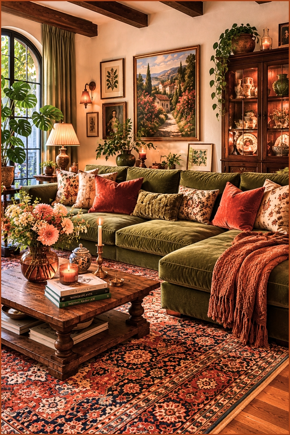 Vintage Eclectic Green Sofa Corner