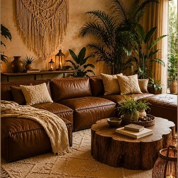 Warm Boho Brown Living Room