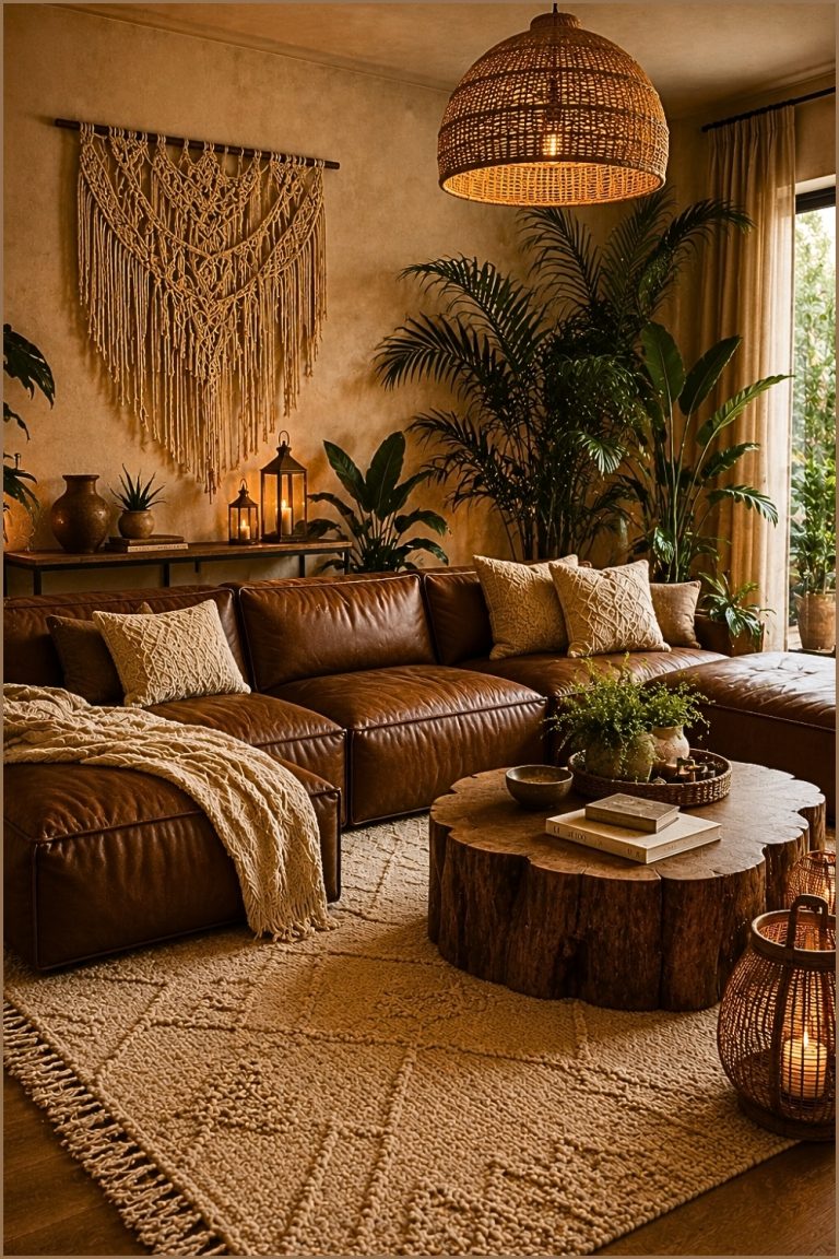 Warm Boho Brown Living Room