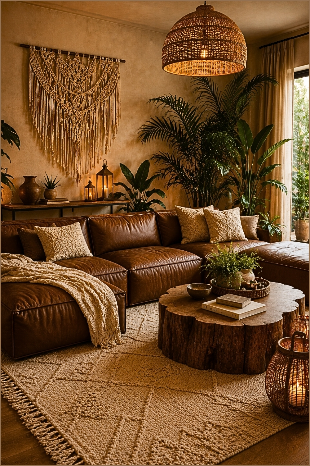Warm Boho Brown Living Room