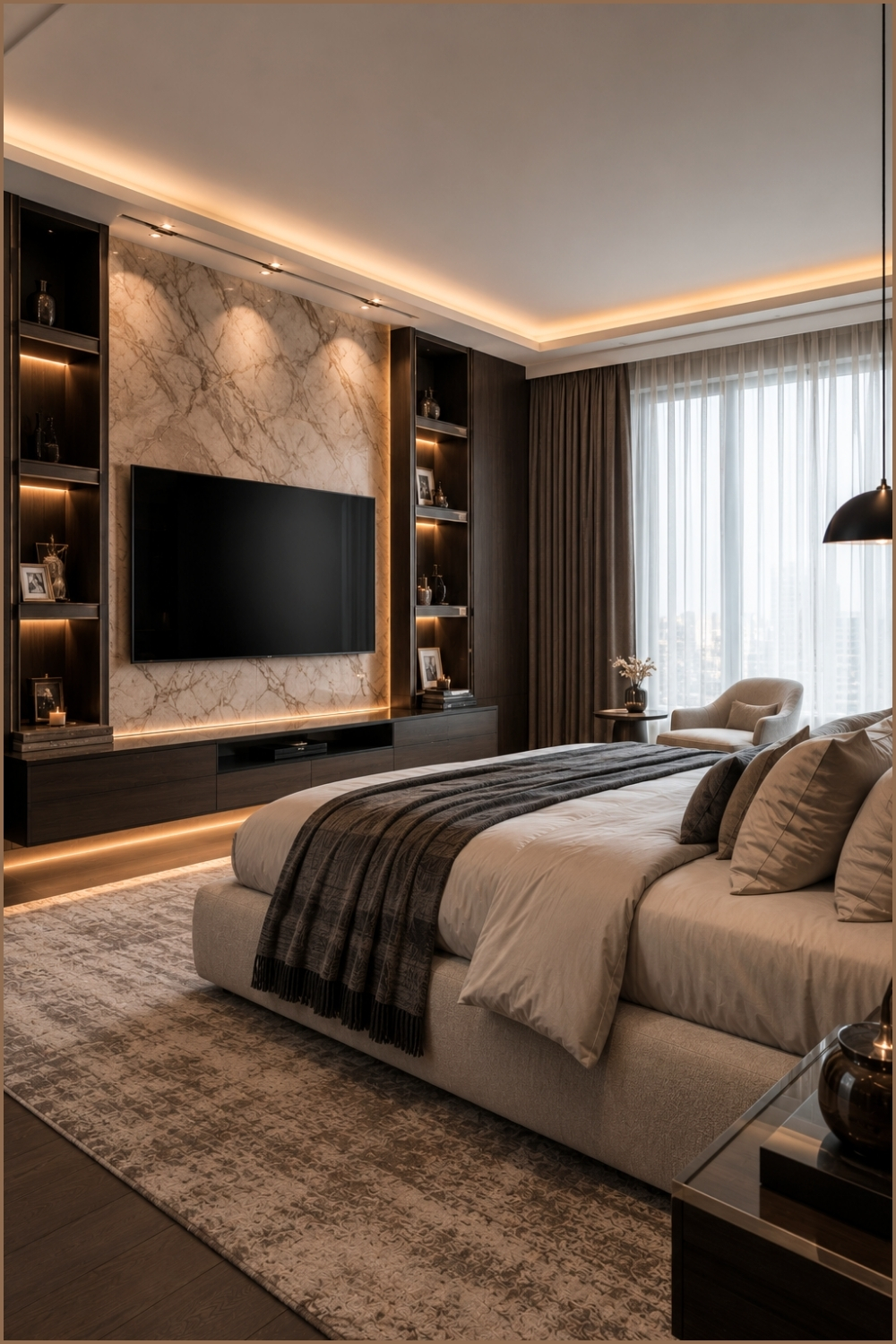 Luxury TV Wall Master Bedroom