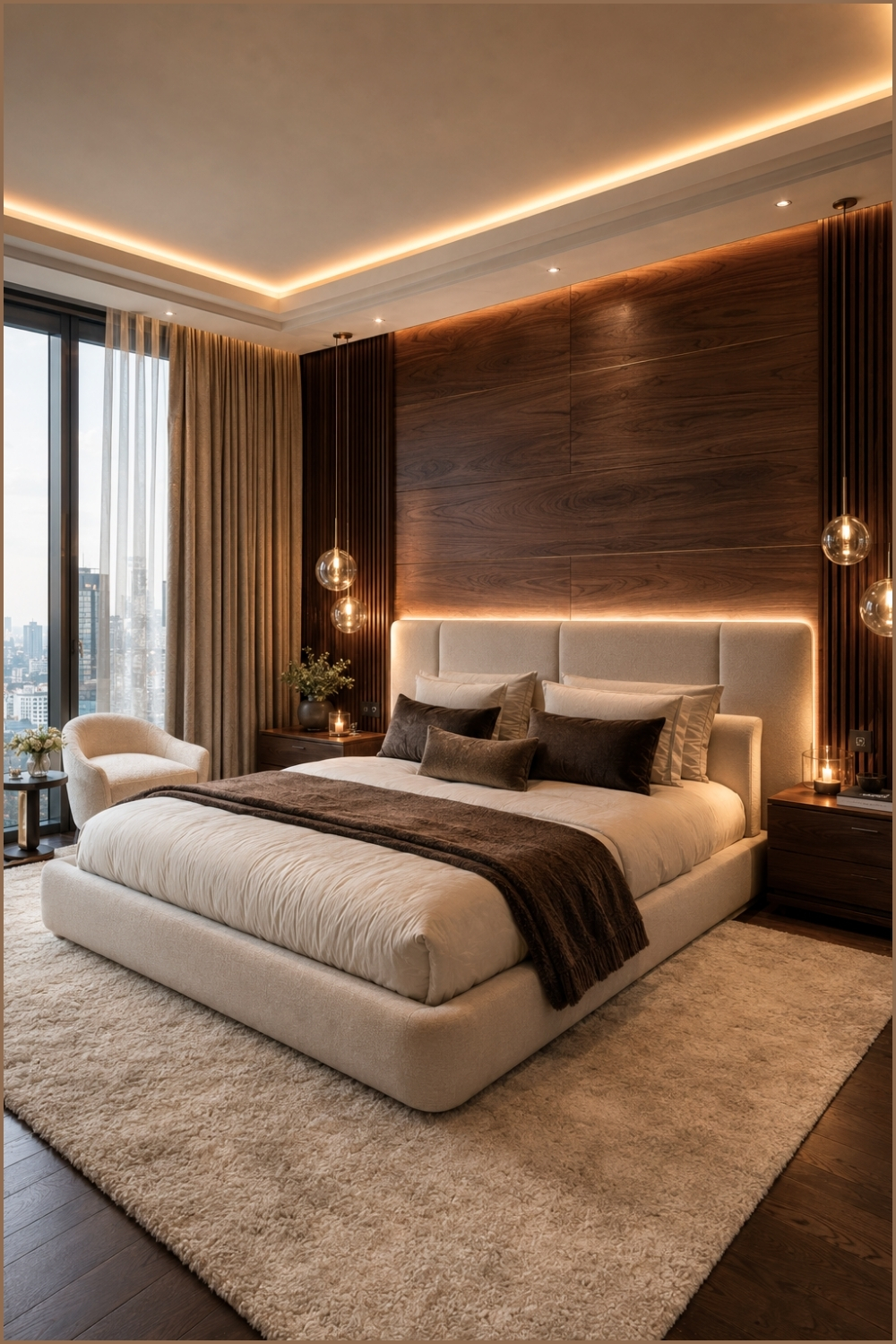 Warm Wood Accent Wall Bedroom