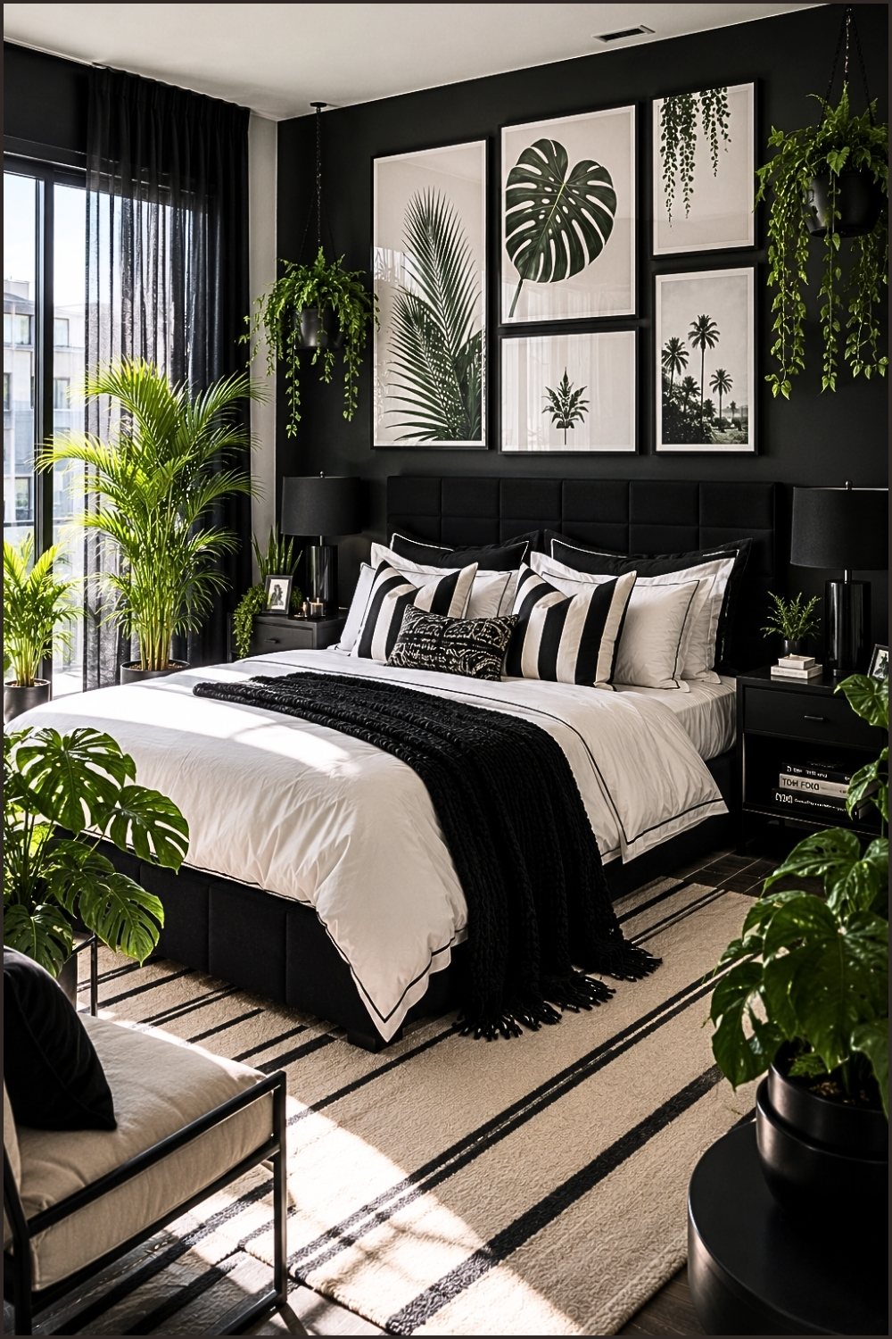 Botanical Black & White Bedroom