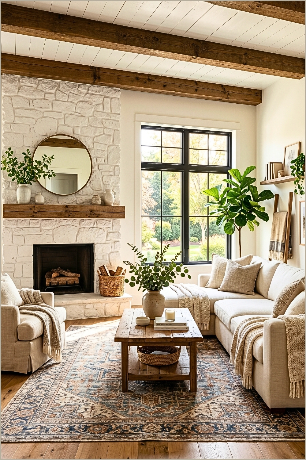 Bright Modern Farmhouse Fireplace Living Room