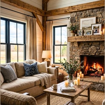 Coziness in a High-Ceiling Barn