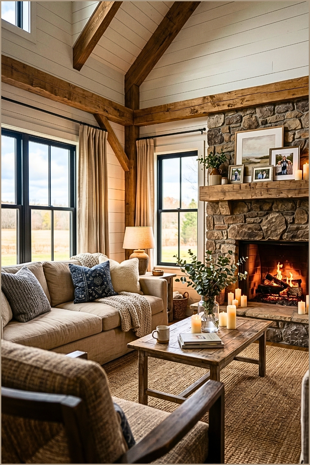 Coziness in a High-Ceiling Barn