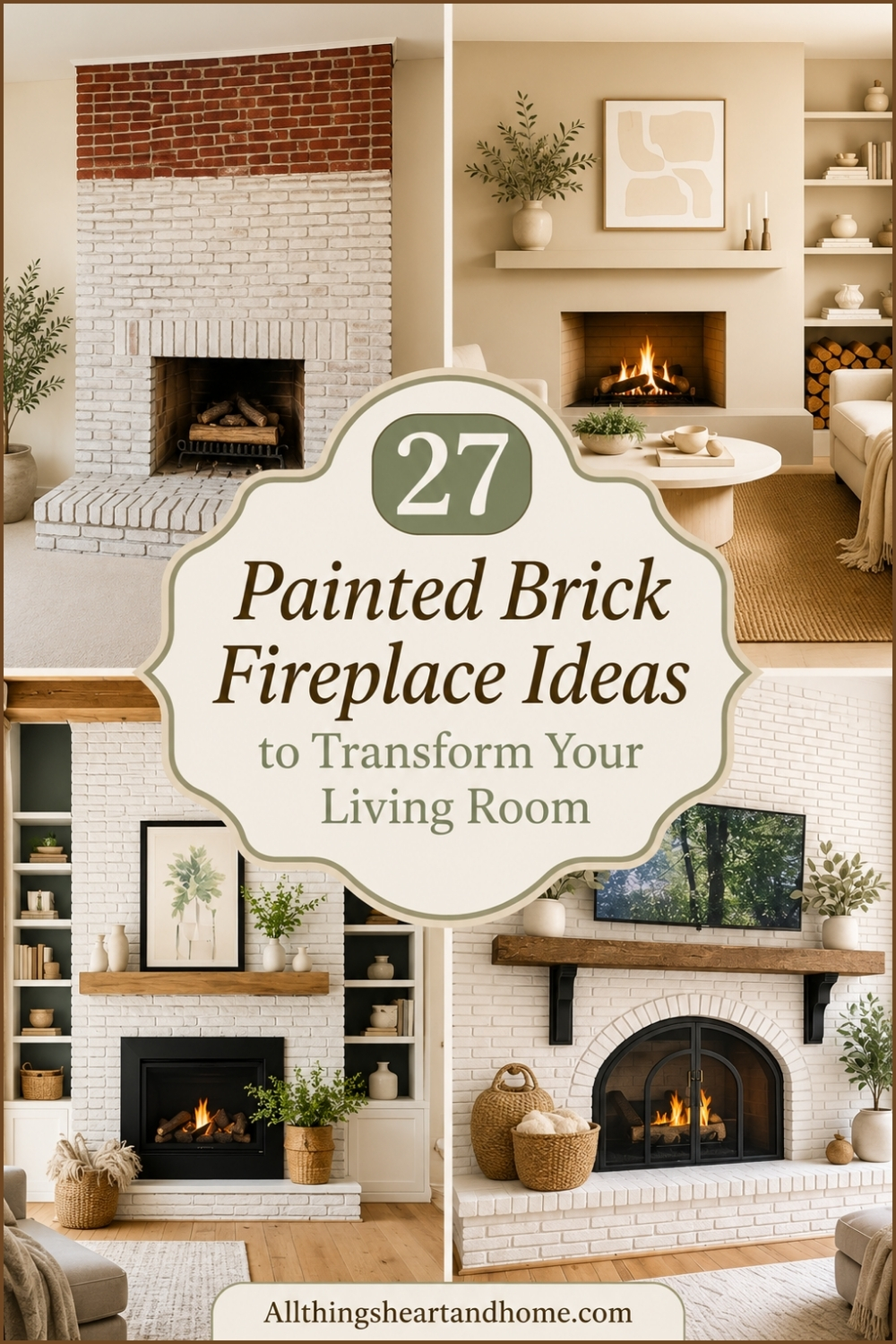 Painted Brick Fireplace