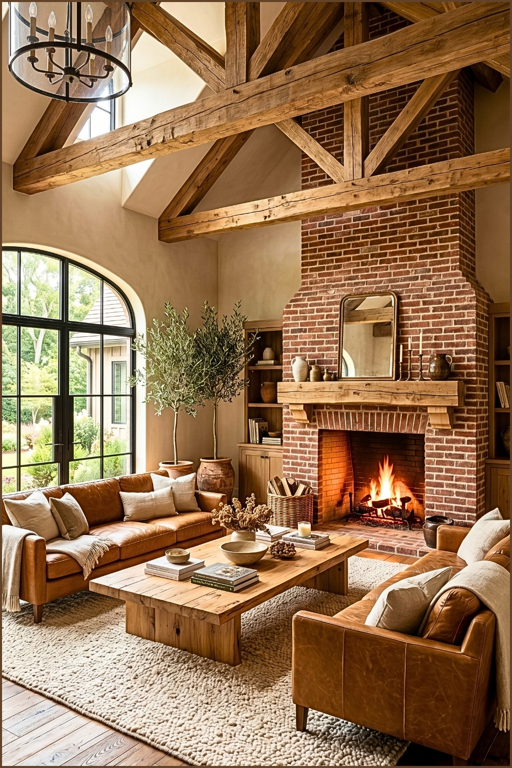 Rustic Farmhouse Living Room with Exposed Timber Beams