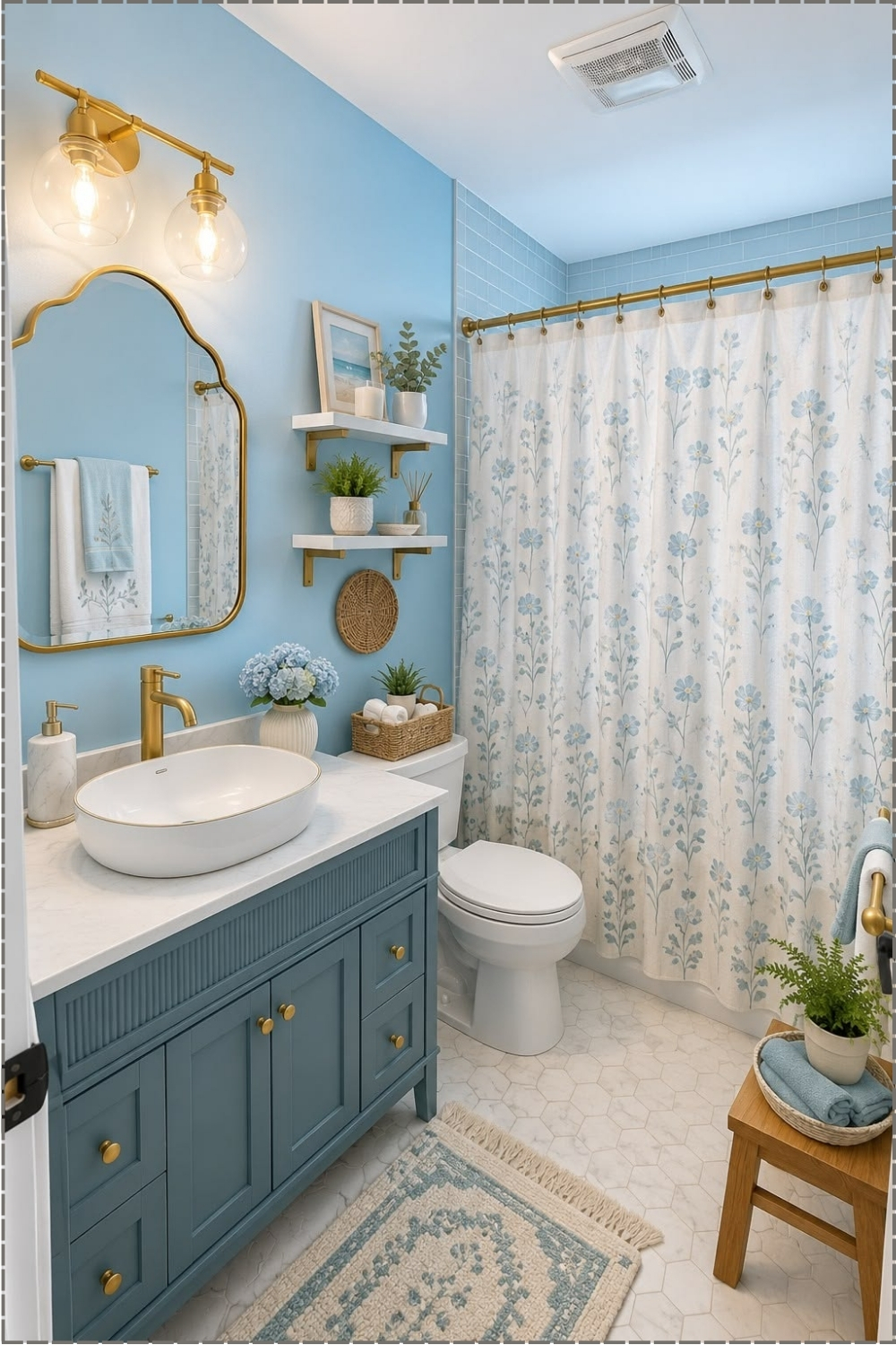 Light Blue Floral Bathroom