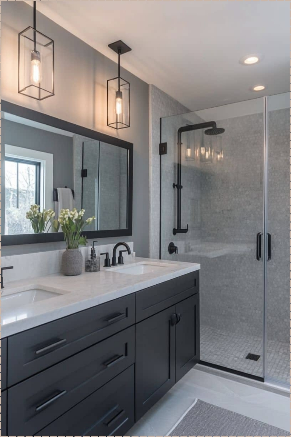 Black Vanity Gray Bathroom