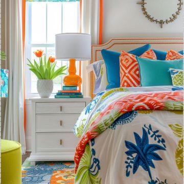 Bold Coastal Pattern Bedroom