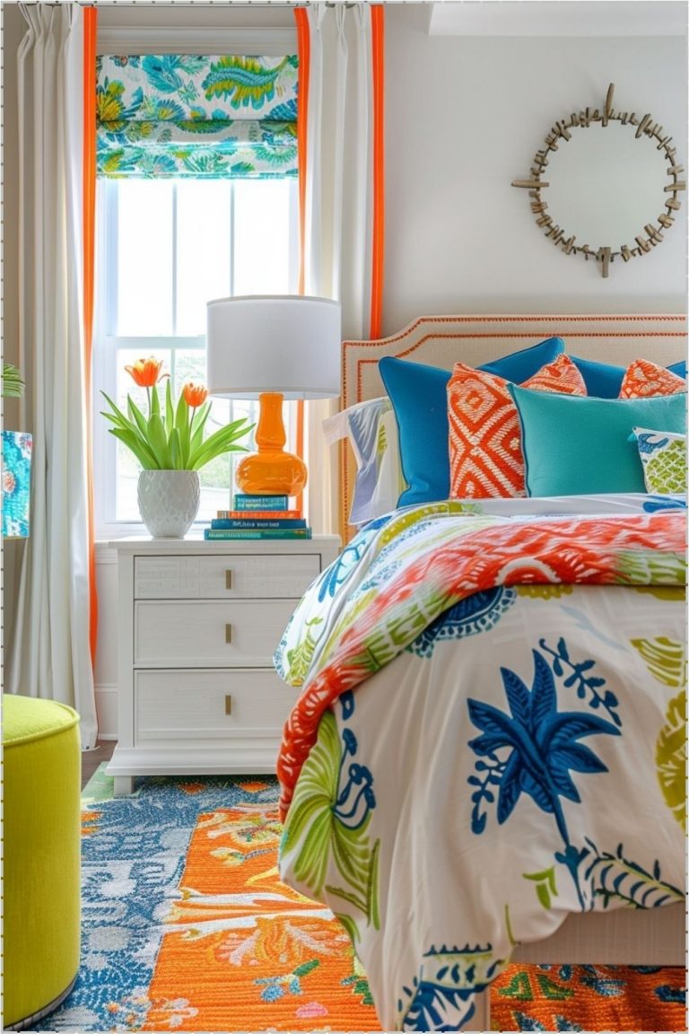 Bold Coastal Pattern Bedroom