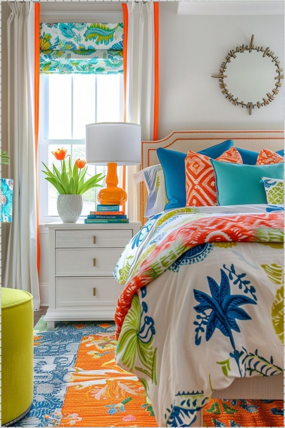 Bold Coastal Pattern Bedroom