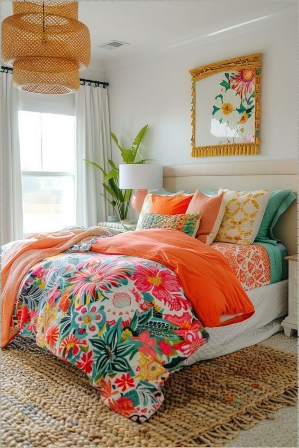 Cheerful Boho Floral Bedroom