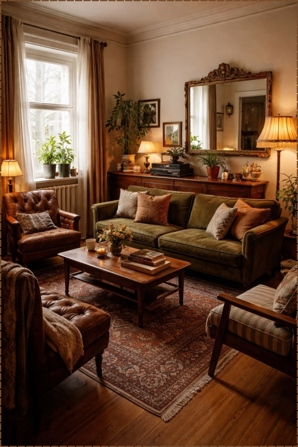Cozy Vintage Green Sofa