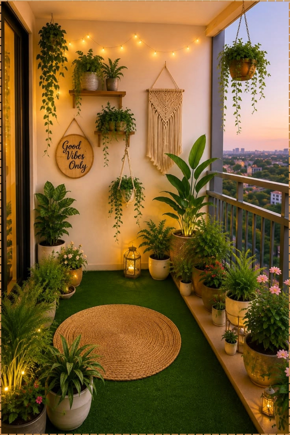 Fairy Lit Balcony Garden