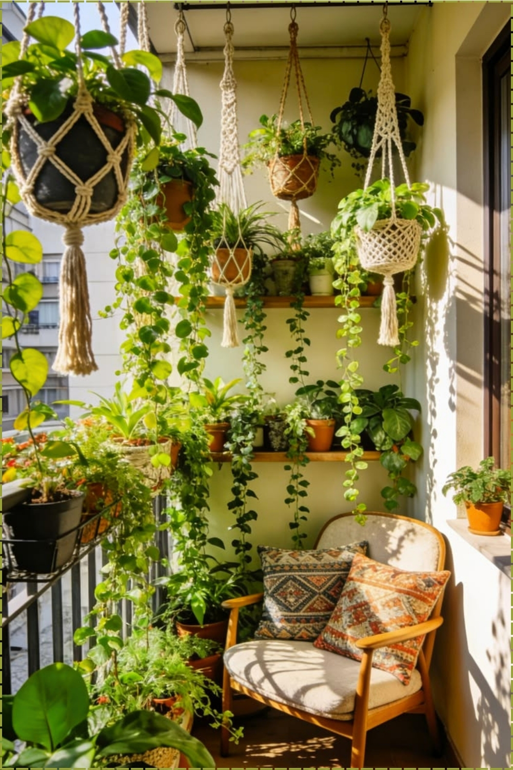 Layered Macramé Green Balcony