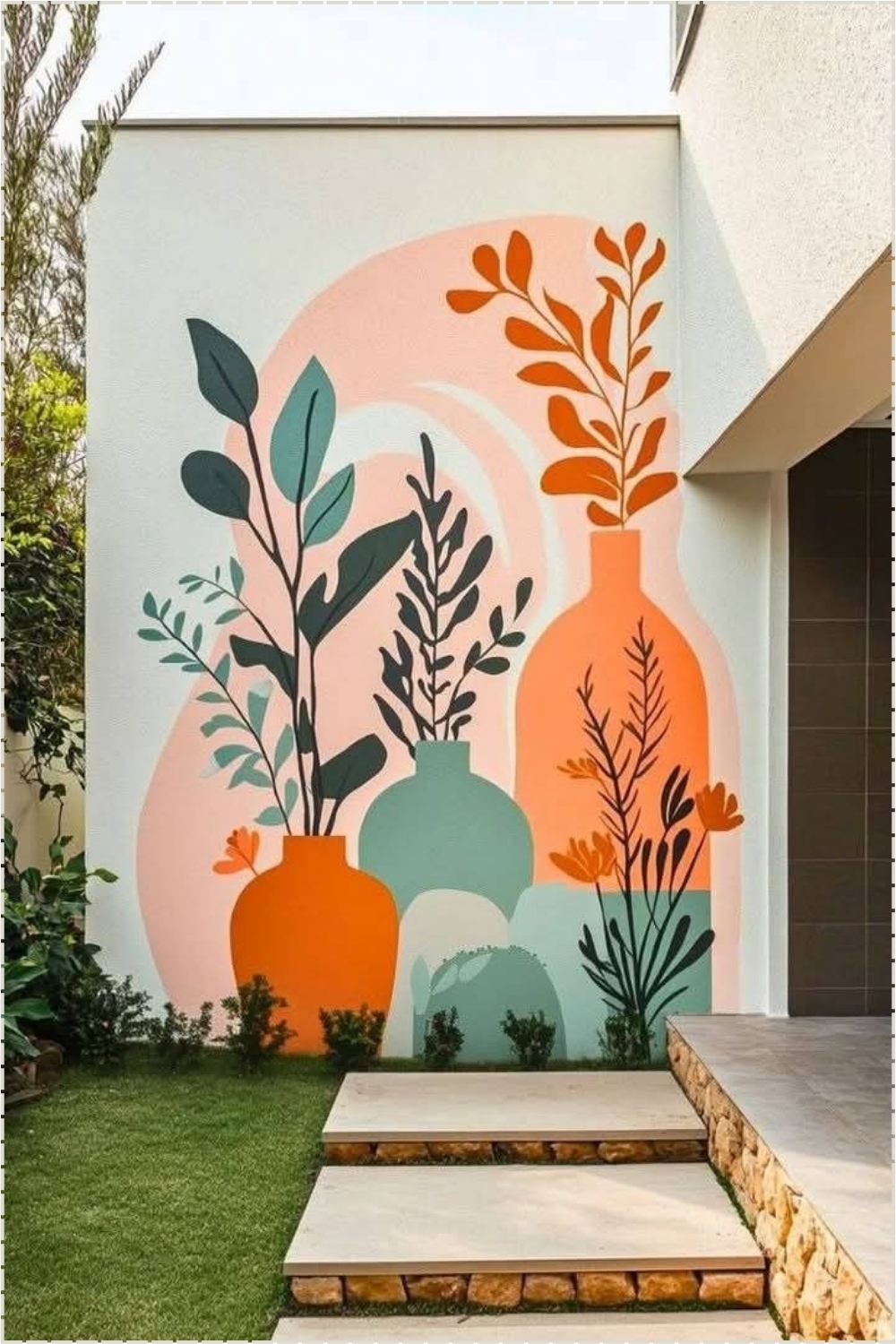 Modern Abstract Vase Mural