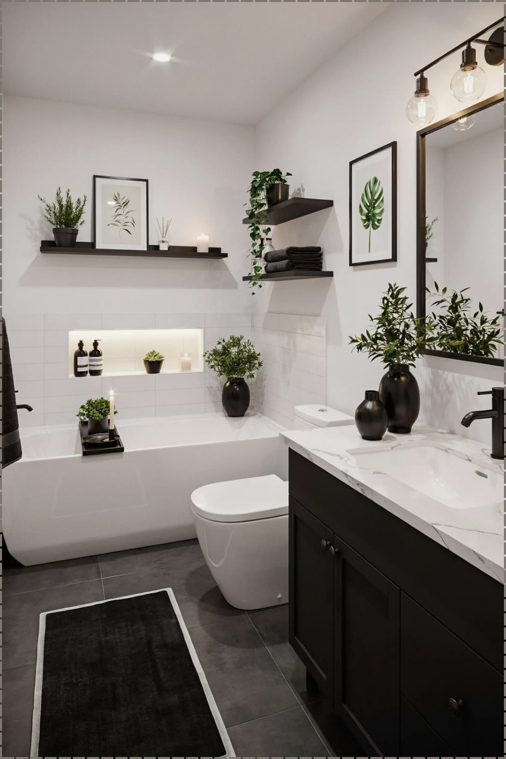 Modern Black Green Bathroom