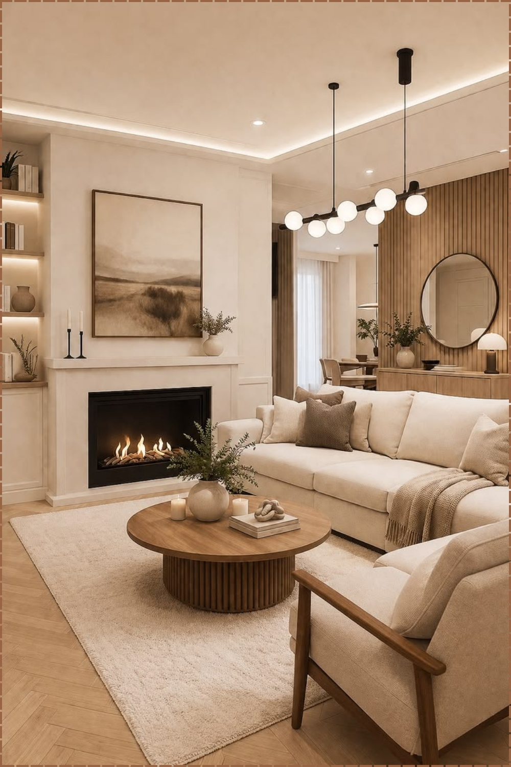 Modern Cream Fireplace Lounge
