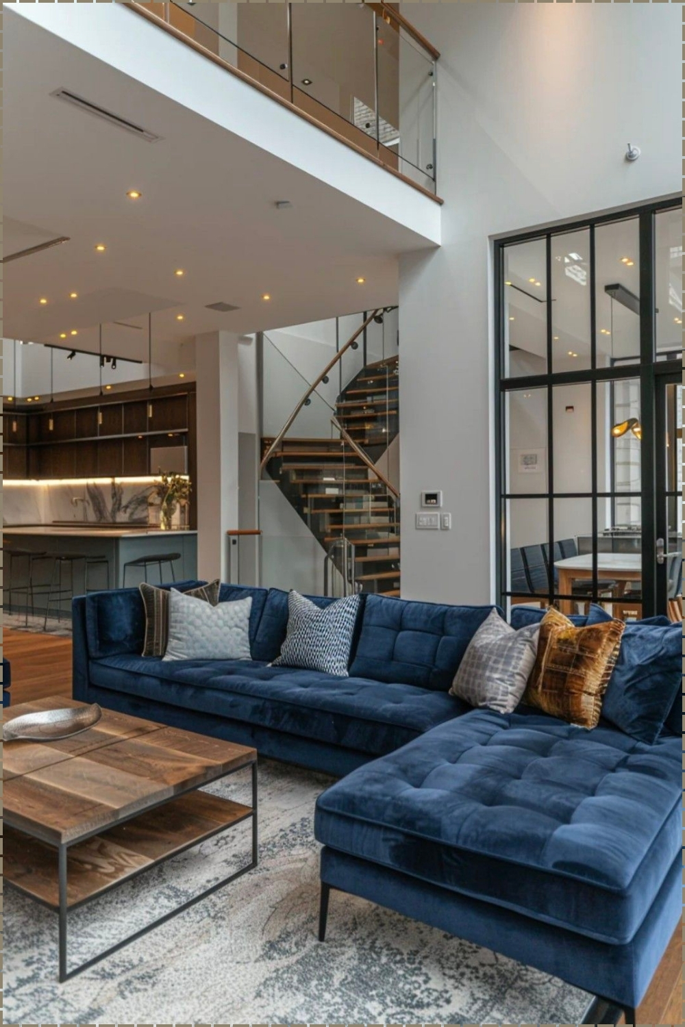 Modern Loft Navy Sectional