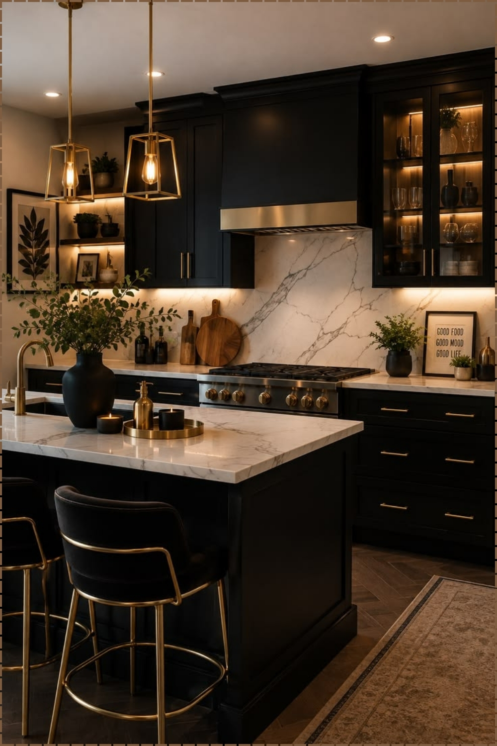 Moody Black Gold Kitchen