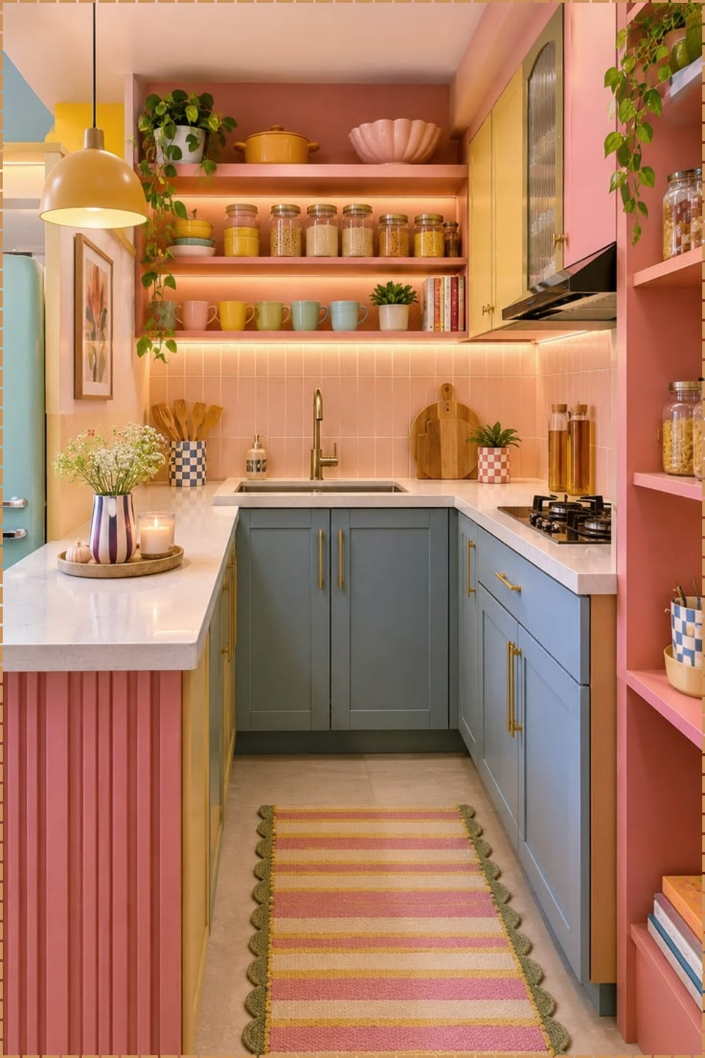 Pastel Pink Blue Kitchen