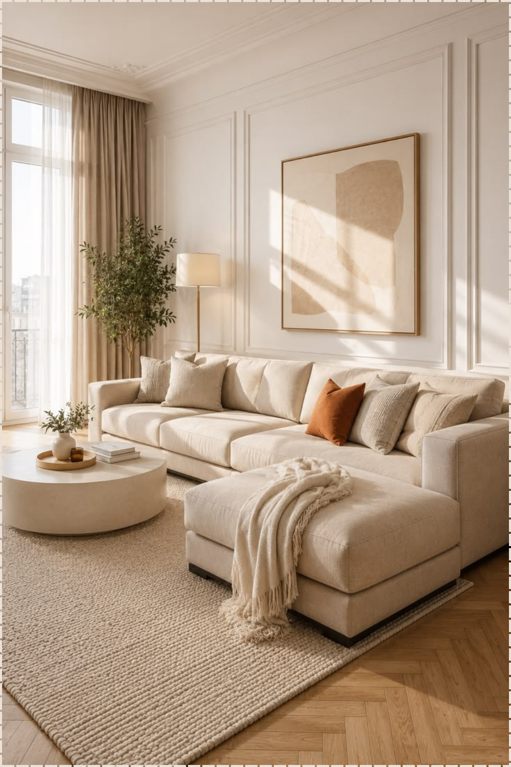 Serene Cream Sectional Room