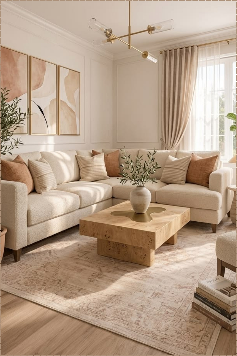 Soft Beige Boucle Sectional