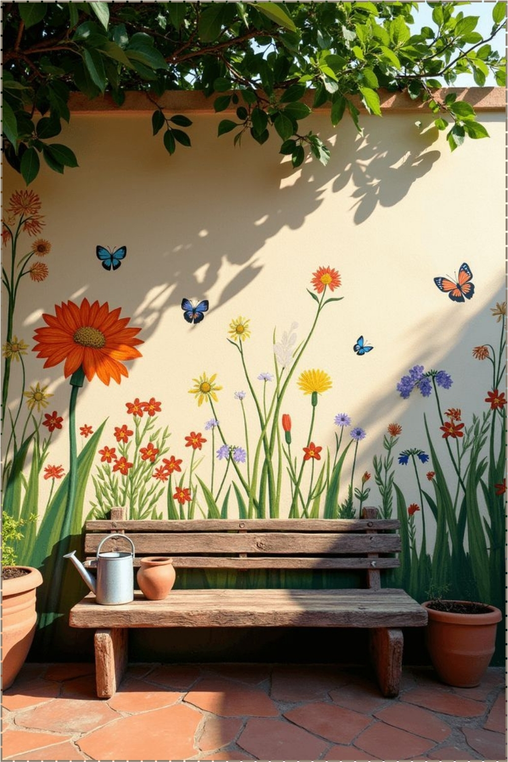 Sunlit Butterfly Garden Mural (1)