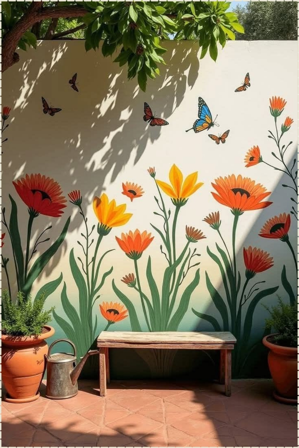 Sunlit Butterfly Garden Mural