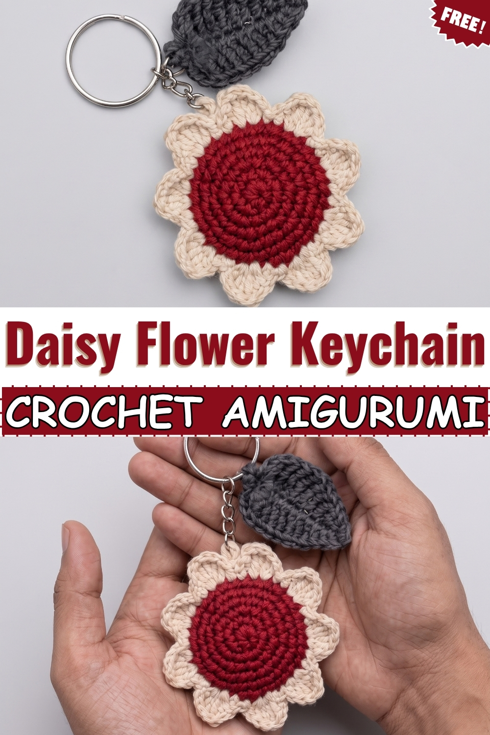 CROCHET AMIGURUMI Daisy Flower Keychain