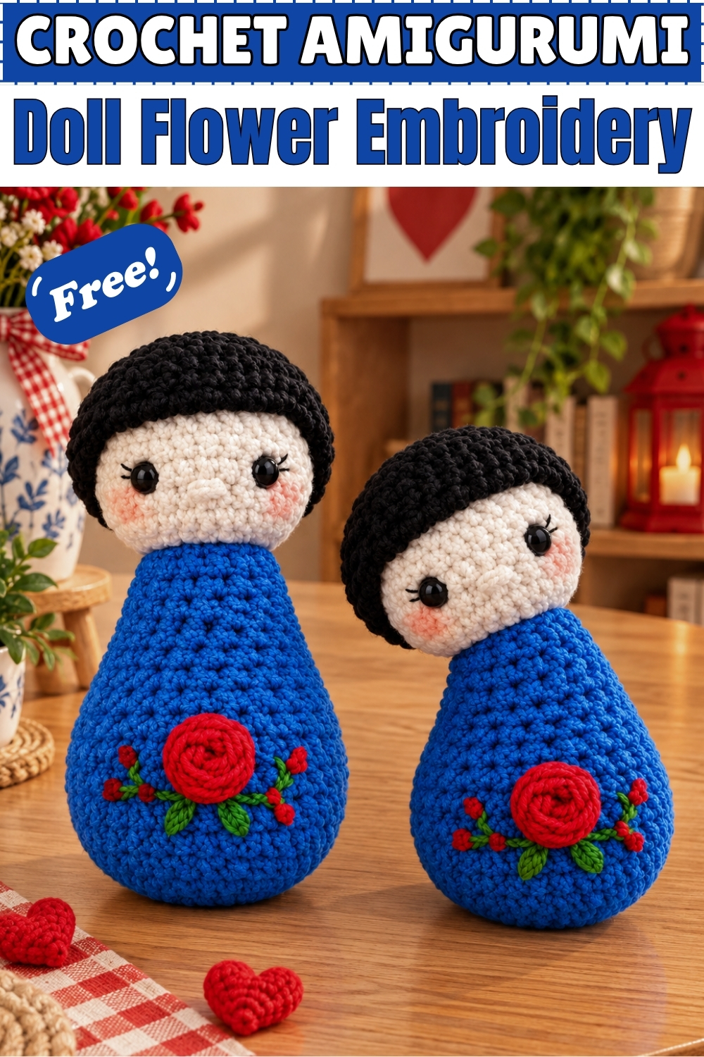 CROCHET AMIGURUMI Doll Flower Embroidery
