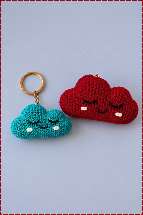 Crochet Cloud Keychain 2