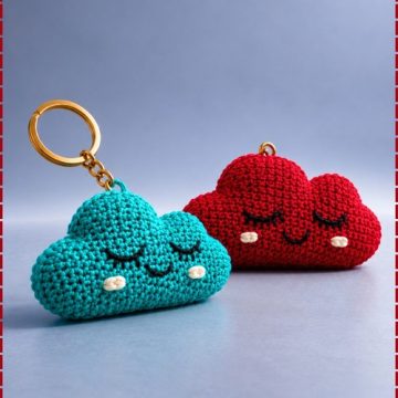 Crochet Cloud Keychain 3