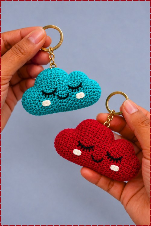 Crochet Cloud Keychain 4